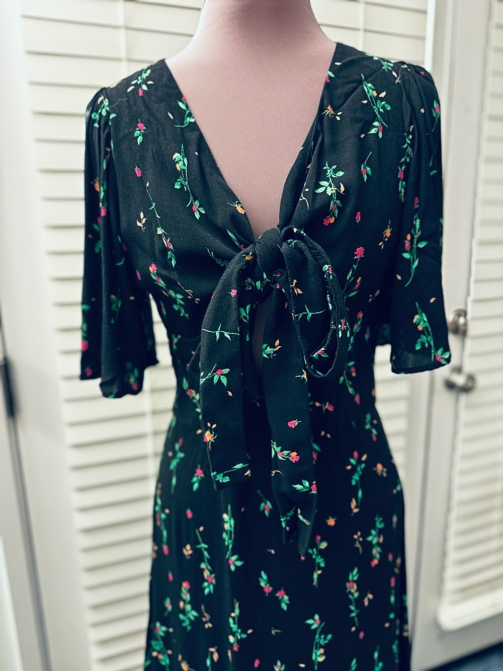 AFRM Black Floral Tie-Front Maxi Dress - Picture 3 of 4